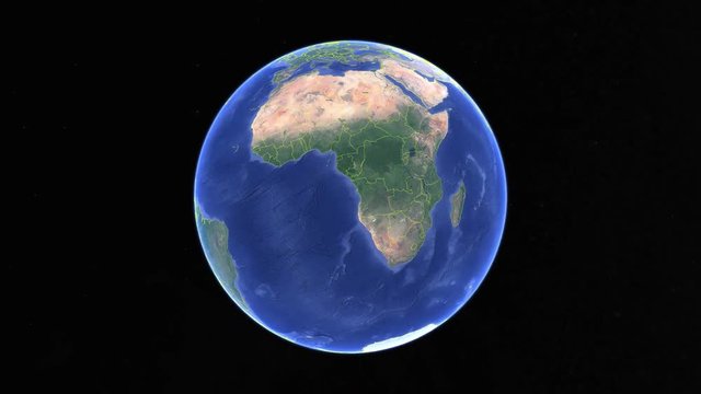 Mauritius with flag. 3d earth in space - zoom in Mauritius outer, created using ultra high res NASA