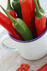 red and green chillies