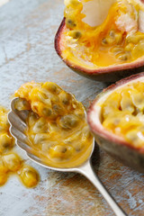 preparing passion fruit