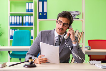 Young handsome lawyer working in the office 
