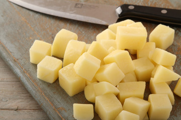 preparing fresh potatoes