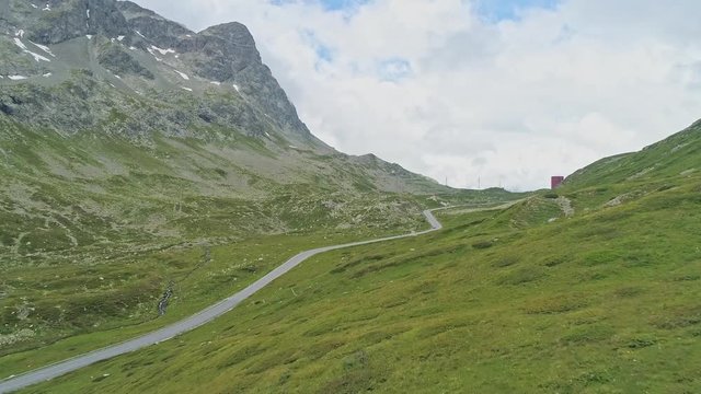 aerial view of pass Julier in the Swiss Alps