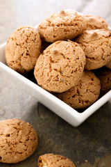 traditional ameretti biscuits in dish