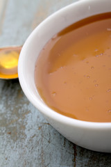 clear honey in dish
