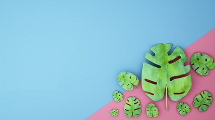 Leaves Graphic background- artwork empty space for add message 3d rendering 