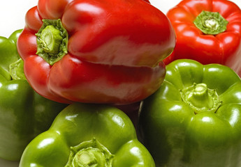 Fresh Capsicums red and green.