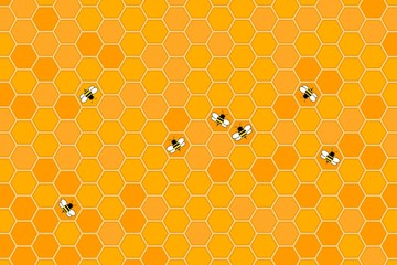 Bees and organic honeycomb with royal jelly illustration design background