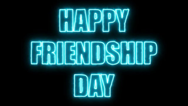Burning letters of Happy friendship day text, 3d rendering background, computer generating for holidays festive design