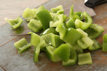 chopped and diced peppers