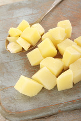 cubed and diced potatoes