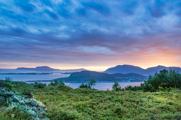 Norway islands view  from Alesund from Byrampen viewpoint, Norway.