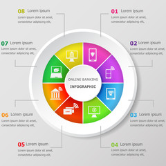 Infographic design template with online banking icons
