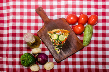 Fototapeta na wymiar handmade vegetarian pizza prepared on a clay furnace pizza
