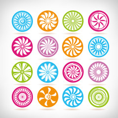 Jet engine turbine icons © bigpa