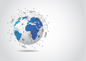Global network connection. World map point and line composition concept of global business. Vector Illustration