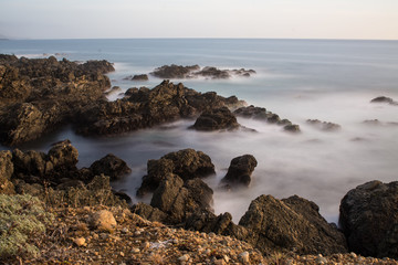 Picturesque view of rocks on coast