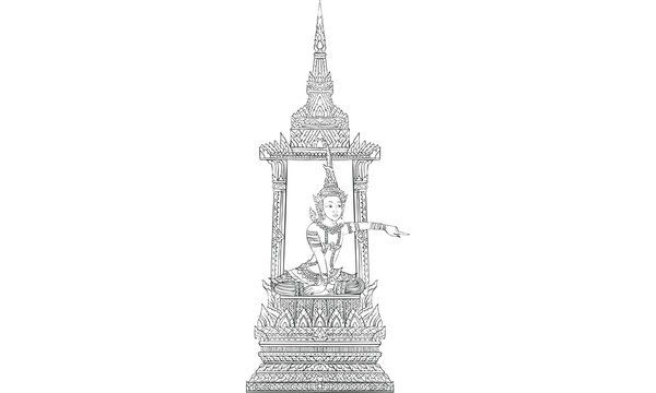 Thai traditional painting, tattoo, vector