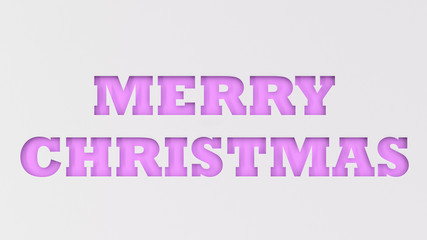 Purple Merry Christmas words cut in white paper