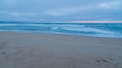 Sandy coast and blue ocean