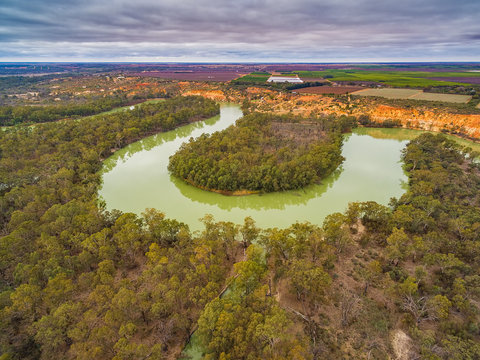 Meandering Murray River in South Australia - aerial view