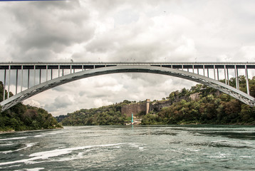 Panoramic view of Rainbow Bridge near Niagara Falls border america to canada