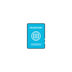 Passport with blue color vector icon