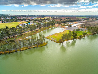 Murray River and Berri town in Riverland, South Australia