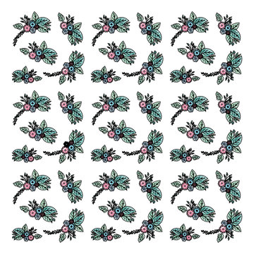 beautiful flowers and leafs decorative pattern vector illustration design