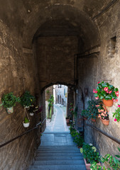 Fototapeta na wymiar Todi (Umbria, Italy) - The suggestive medieval town of Umbria region, in a summer sunday morning.