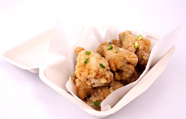  fried chicken with white backdrop.