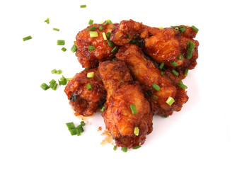 fried chicken with white backdrop.
