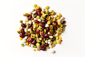 Macro pile of beans mix as a natural healthy food.