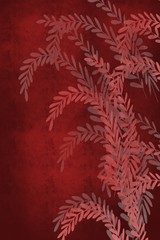 Japanese Style Fabric design of leaves died on red carmine jade fabric look