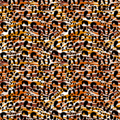 Vector illustration seamless pattern floral animal fur print background. Hand drawn style, texture wallpaper, fashion fabric, textile. Abstract skin pelage.