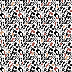 Fototapeta premium Vector illustration seamless pattern floral animal fur print background. Hand drawn style, texture wallpaper, fashion fabric, textile. Abstract skin pelage.
