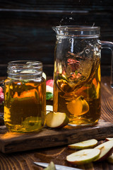 Apple piece slash juice in jar