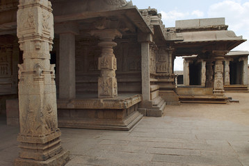 Naklejka premium Hazara Rama Temple. Royal Center or Royal Enclosure. Hampi, Karnataka. View from the east.