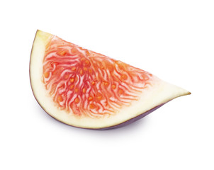 Quarter of ripe juicy fig isolated on a white.