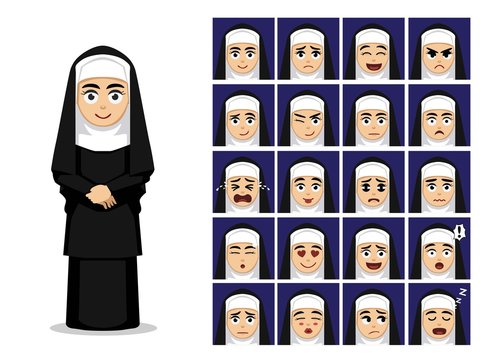 Religion Catholic Nun Cartoon Emotion Faces Vector Illustration Stock  Vector | Adobe Stock