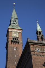 Fototapeta na wymiar Tower of City Hall; Copenhagen