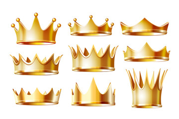 Set of golden crowns for king