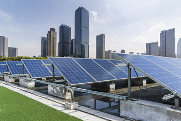Fototapeta premium Solar and modern city skyline 