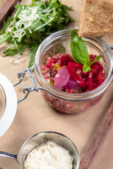 Steak Tartare with bread toasts