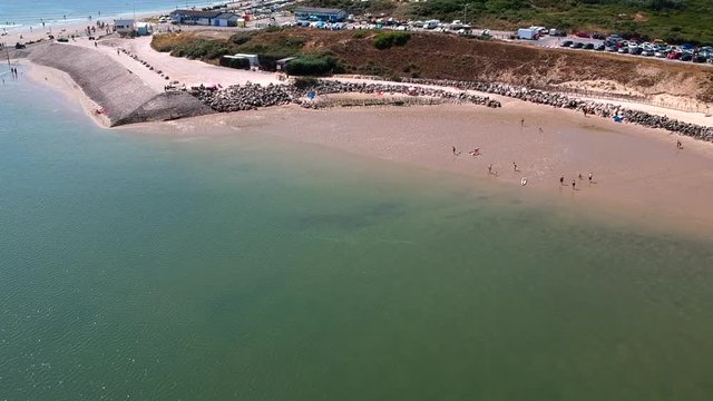 Drone footage of the dunes, beach and sea of Berck-Plage, France.