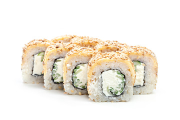 sushi roll isolated on white background.