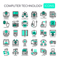 Computer Technology , Thin Line and Pixel Perfect Icons.