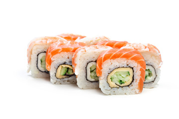 sushi roll isolated on white background.