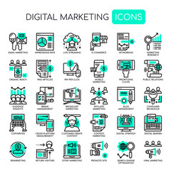 Digital Marketing , Thin Line and Pixel Perfect Icons.