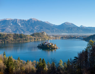 Lake Bled and the church in Slovenia