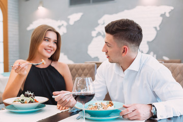Beautiful couple in a restaurant